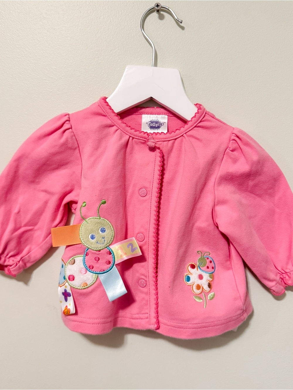 Taggies Pink Infant Cardigan with Playful Appliqués